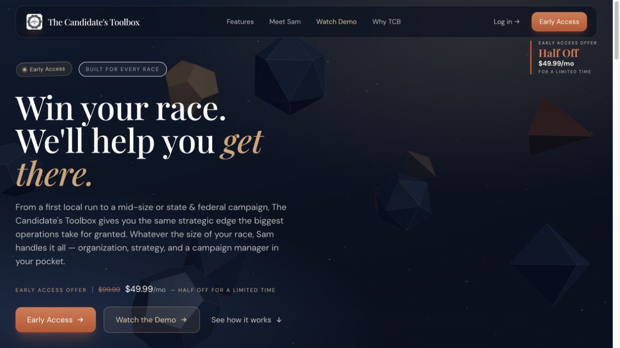 Preview of The Candidate's Toolbox campaign dashboard demo
